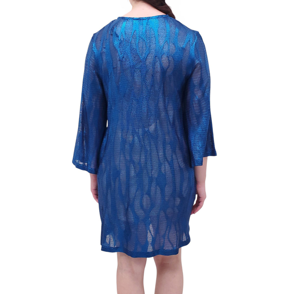 MISSONI BLUE METALLIC COVER-UP DRESS - SIZE 42