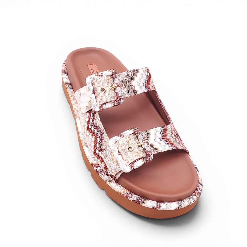 MISSONI BROWN AND CHEVRON PATTERNED SANDALS - SIZE 39
