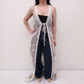 MISSONI CREAM KNIT FRINGE LONG VEST - SIZE 40