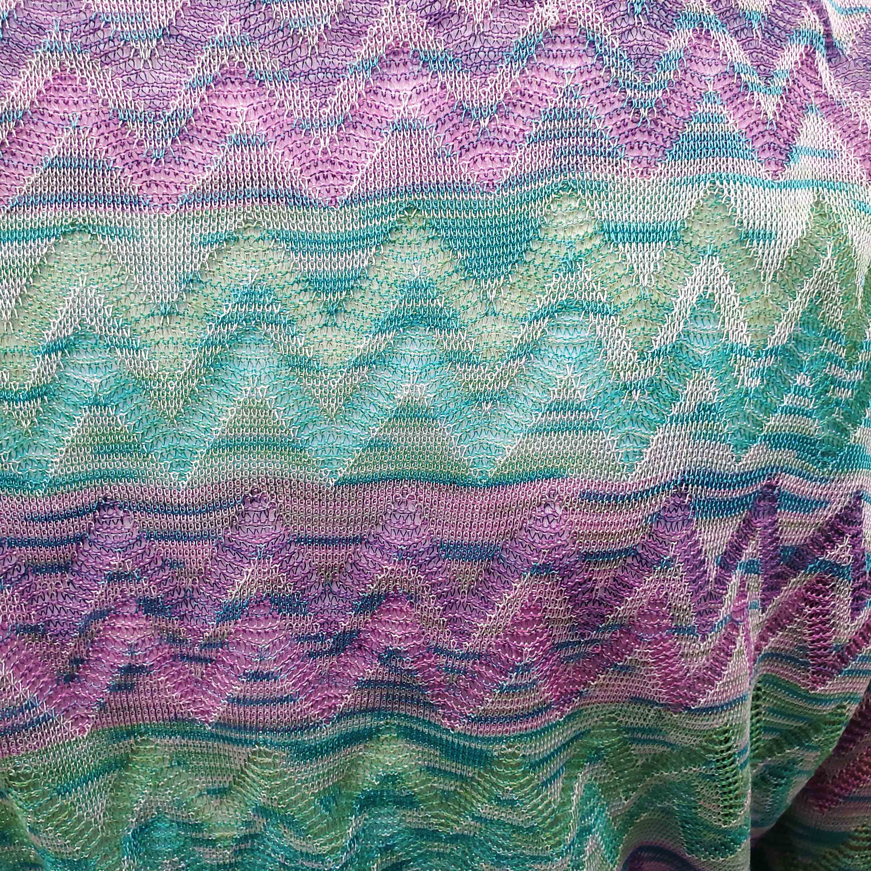 MISSONI GREEN AND PURPLE KNIT WRAP SWEATER - SIZE 44