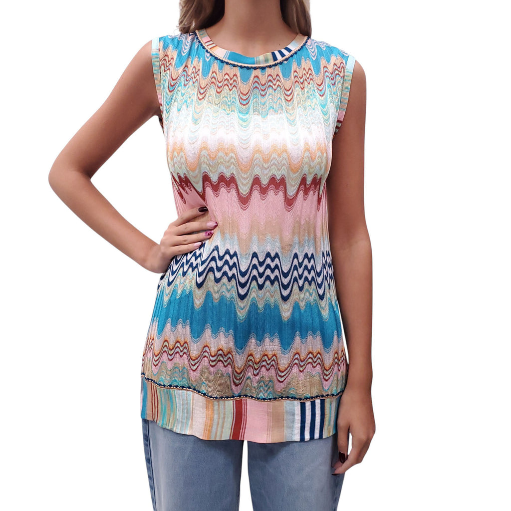 MISSONI MARE COLOURFUL KNIT BLOUSE COVERUP  - SIZE 38