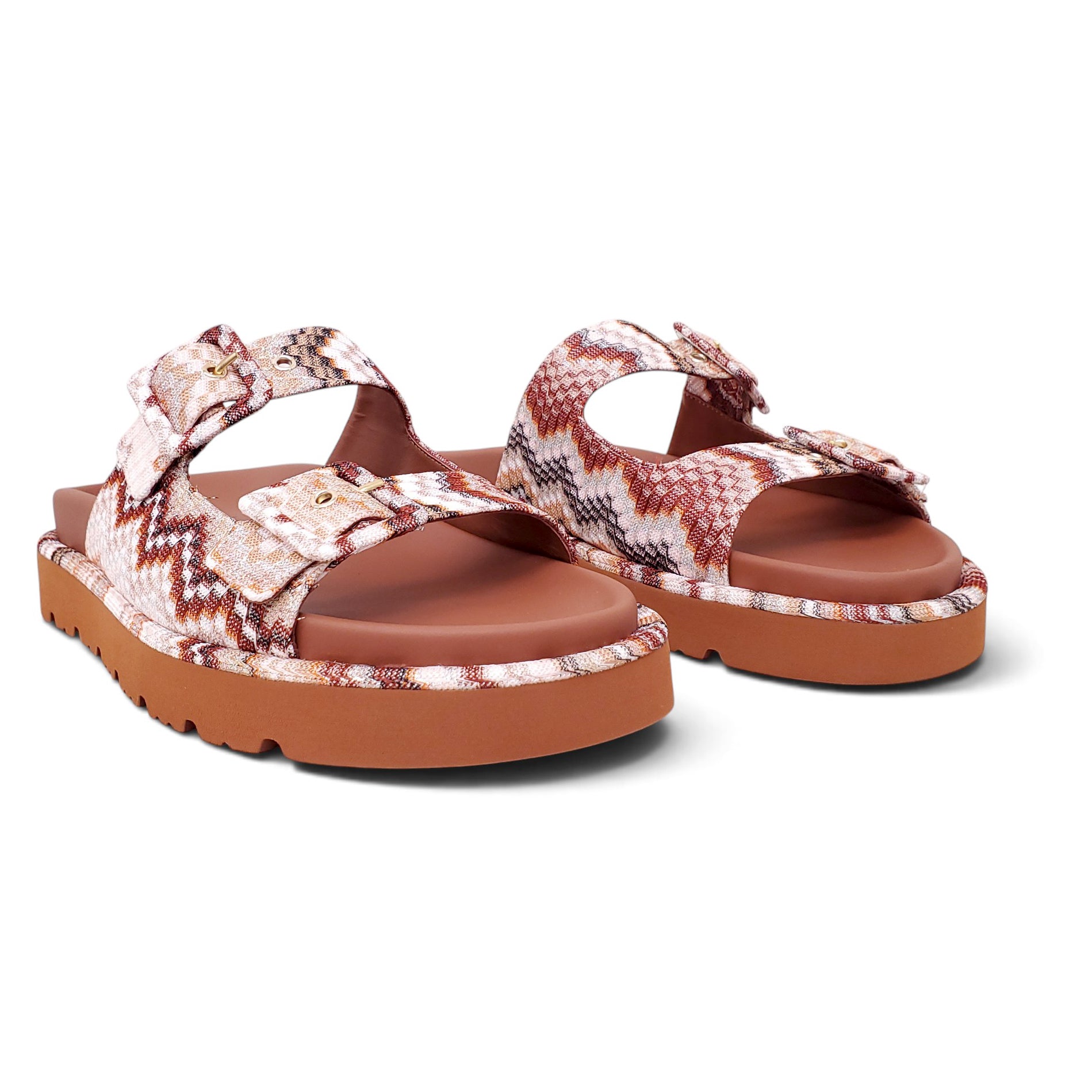 MISSONI METALLIC CHEVRON PATTERNED SANDALS - SIZE 39.5