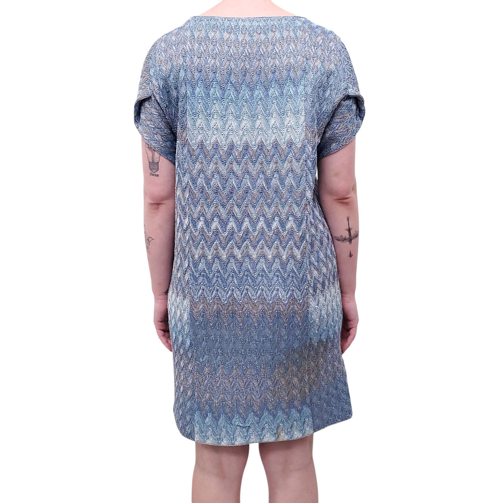 MISSONI METALLIC KNIT BLUE DRESS - SIZE 46