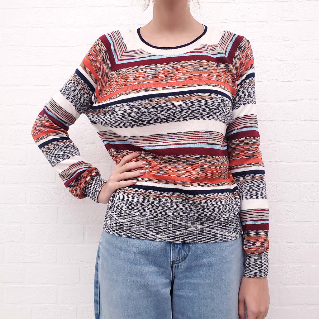 MISSONI MULTI-COLOUR STRIPED KNIT SWEATER - SIZE 44