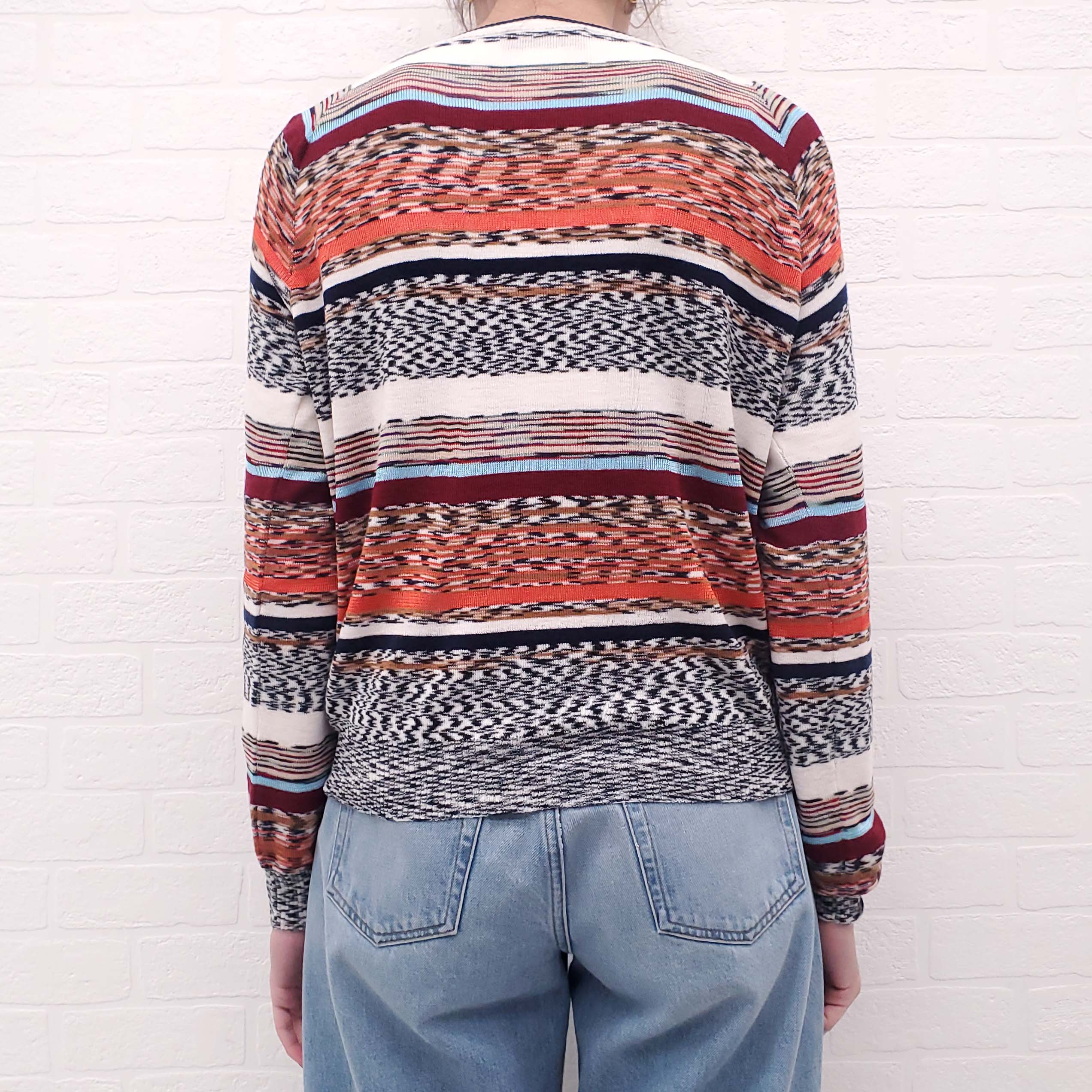 MISSONI MULTI-COLOUR STRIPED KNIT SWEATER - SIZE 44