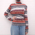 MISSONI MULTI-COLOUR STRIPED KNIT TURTLENECK SWEATER - SIZE 46