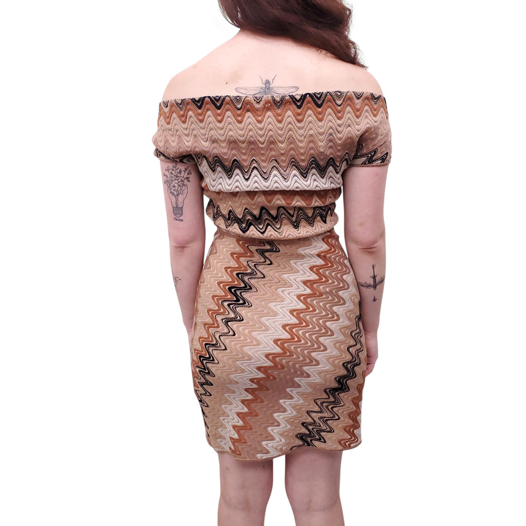 MISSONI MULTICOLOR OFF-THE-SHOULDER SWEATER DRESS - SIZE 38