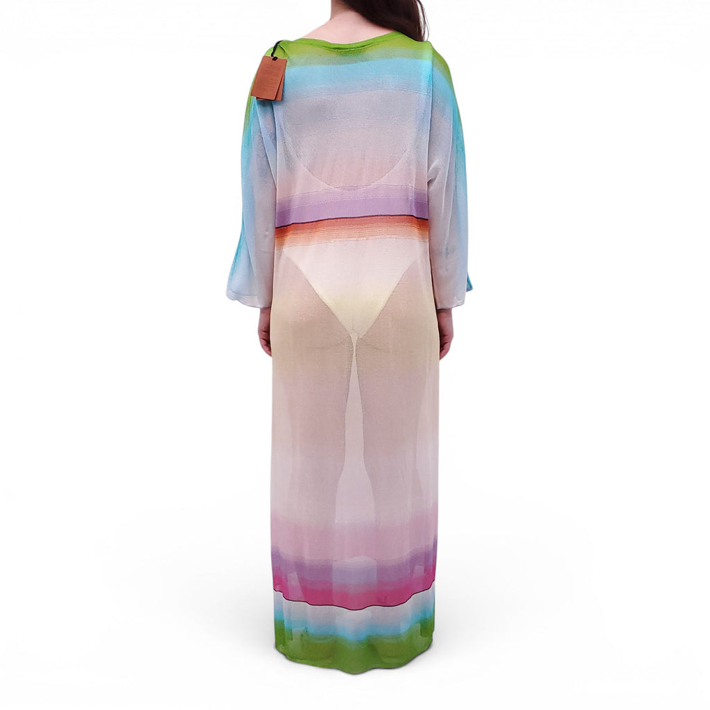 MISSONI MULTICOLOURED OMBRE COVER-UP MESH DRESS - SIZE L