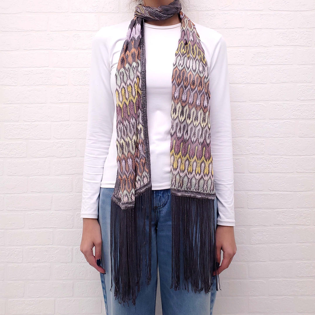 MISSONI MULTICOLOUR SCARF WITH FRINGE DETAIL