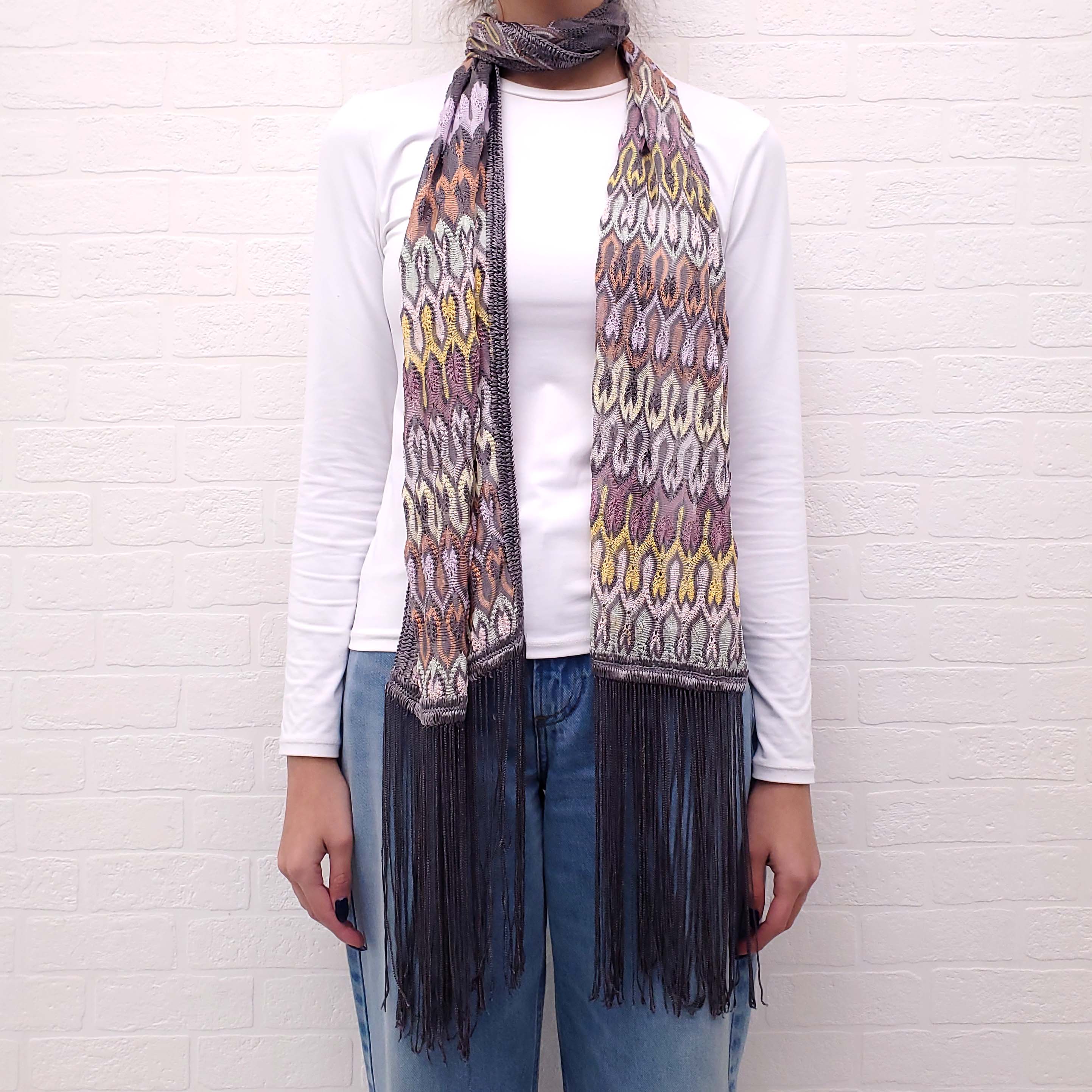 MISSONI MULTICOLOUR SCARF WITH FRINGE DETAIL