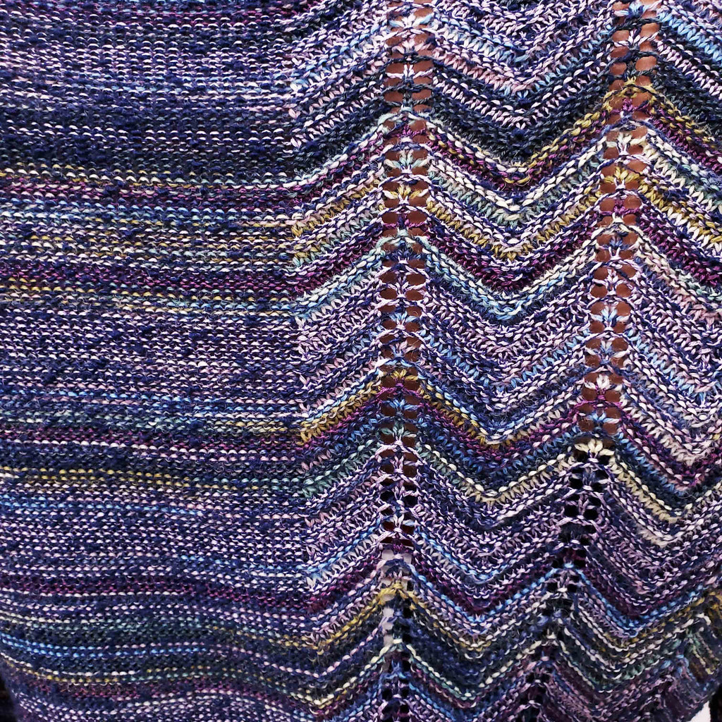 MISSONI NAVY AND PURPLE CHEVRON KNIT DRESS - SIZE 40