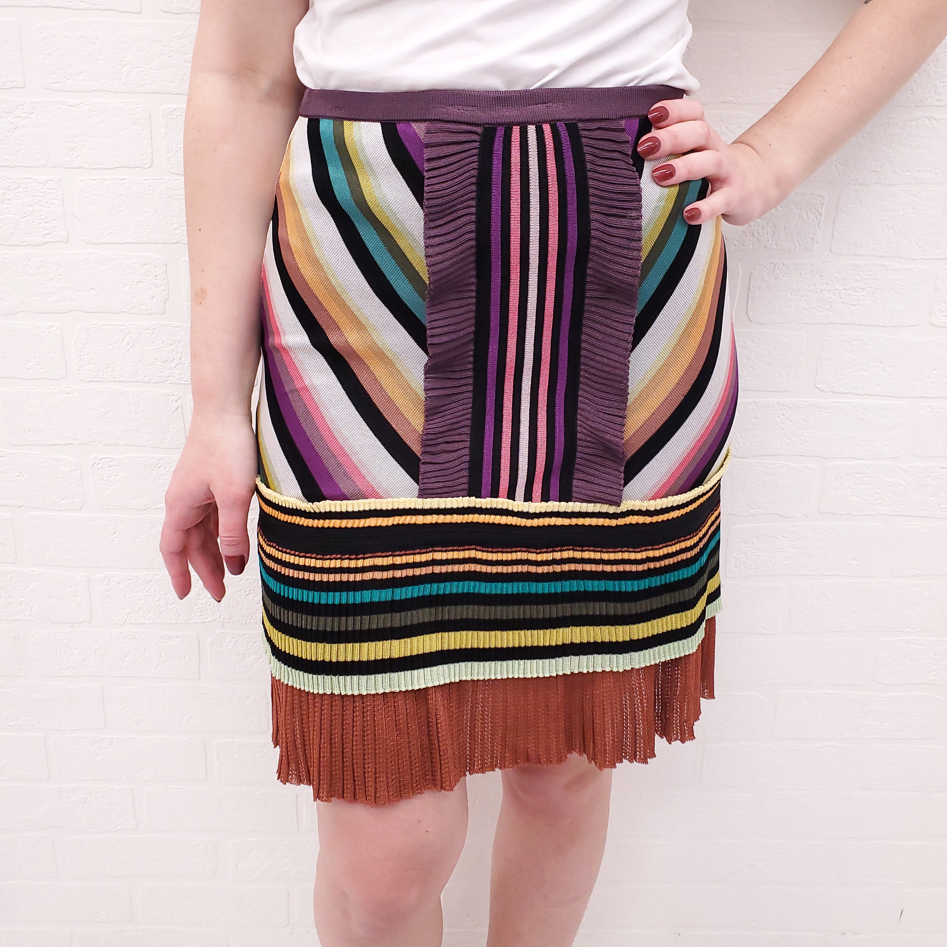 MISSONI PLEATED PATTERNED SKIRT - SIZE 40