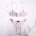 MISSONI WHITE BIKINI WITH MULTICOLOURED ZIGZAG PATTERN - SIZE 36