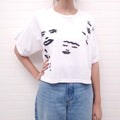 MISSONI WHITE FACE PRINT CROPPED T-SHIRT - SIZE S