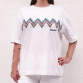 MISSONI WHITE T-SHIRT WITH ZIGZAG KNIT DETAIL - SIZE XL