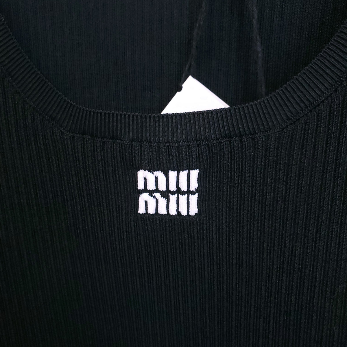 MIU MIU BLACK LOGO SLEEVELESS KNIT TANK - SIZE 36