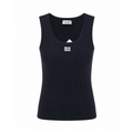 MIU MIU BLACK LOGO SLEEVELESS KNIT TANK - SIZE 36