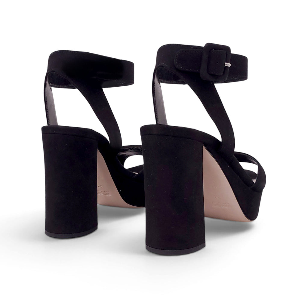 MIU MIU BLACK SUEDE PLATFORM HEELS - SIZE 39