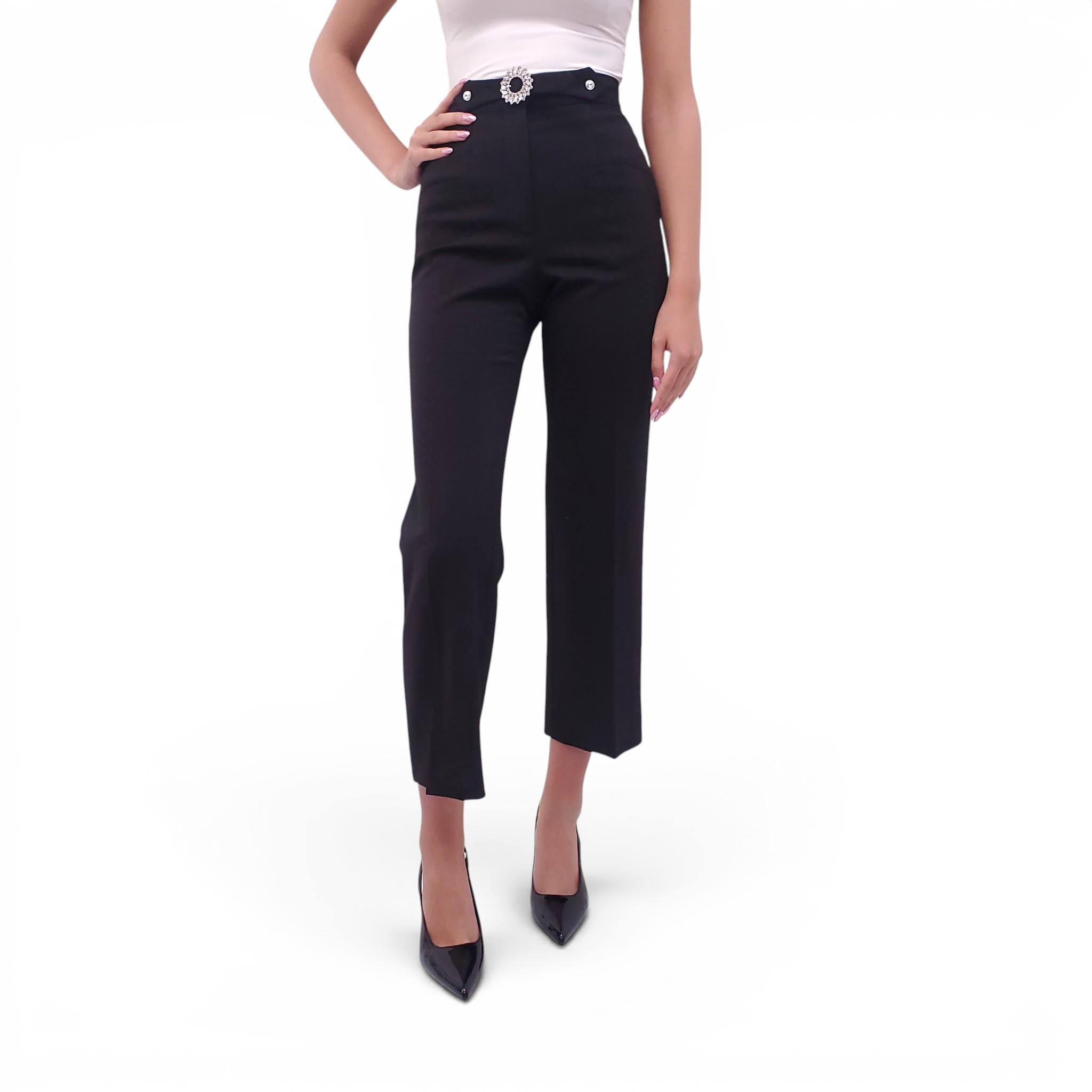MIU MIU BLACK TROUSERS WITH CRYSTAL BELT - SIZE 38 – Rewind Couture