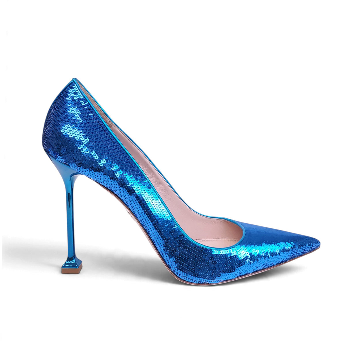 MIU MIU BLUE SEQUIN PUMPS - SIZE 40.5