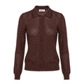MIU MIU BROWN COTTON RIBBED CARDIGAN - SIZE 36