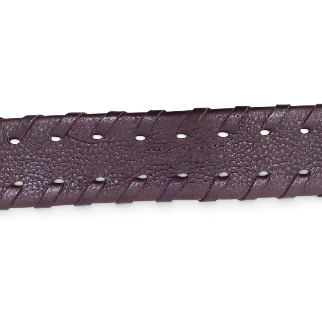 MIU MIU BROWN LEATHER BRAIDED BELT - SIZE 80