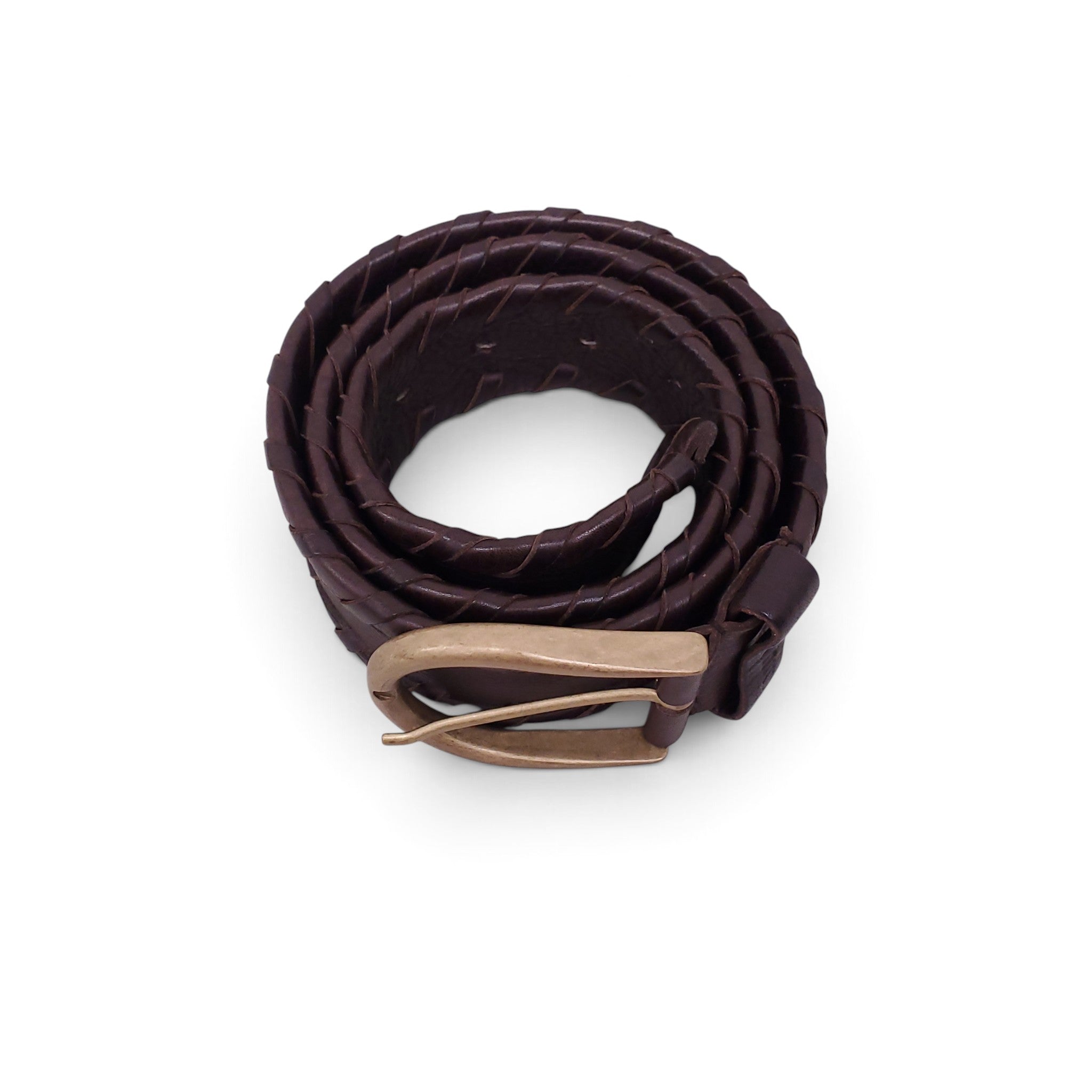 MIU MIU BROWN LEATHER BRAIDED BELT - SIZE 80