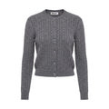 MIU MIU CABLE KNIT CASHMERE CARDIGAN WITH LOGO  - SIZE 36