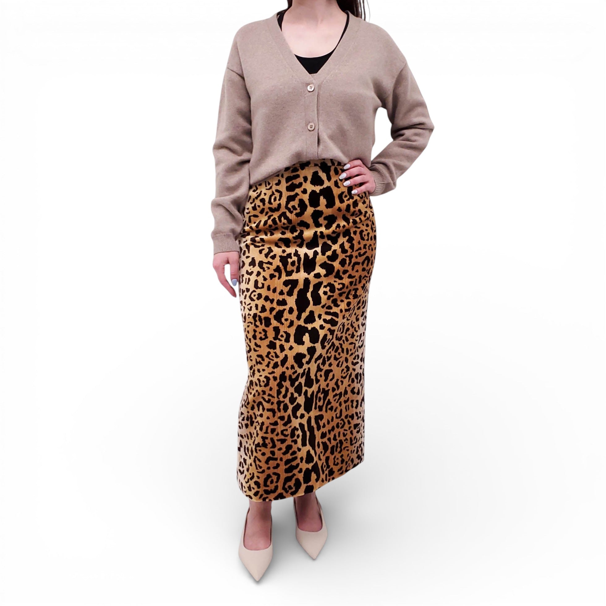 MIU MIU LEOPARD MIDI SKIRT - SIZE 40