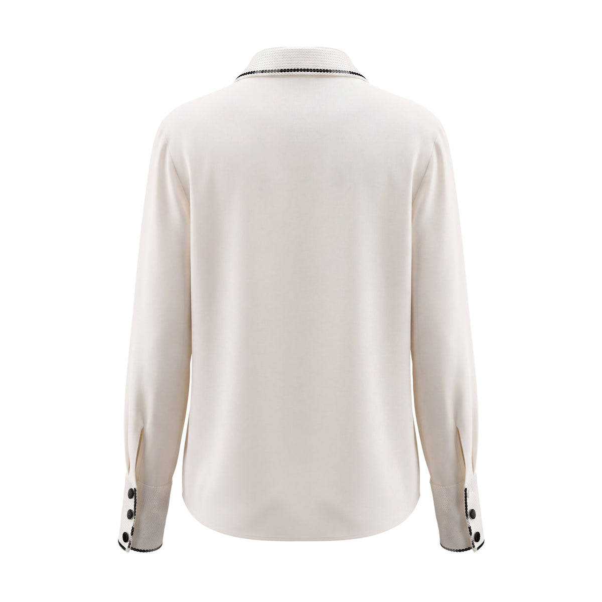MIU MIU CREAM SILK BUTTON UP BLOUSE WITH SEQUIN COLLAR - SIZE 42
