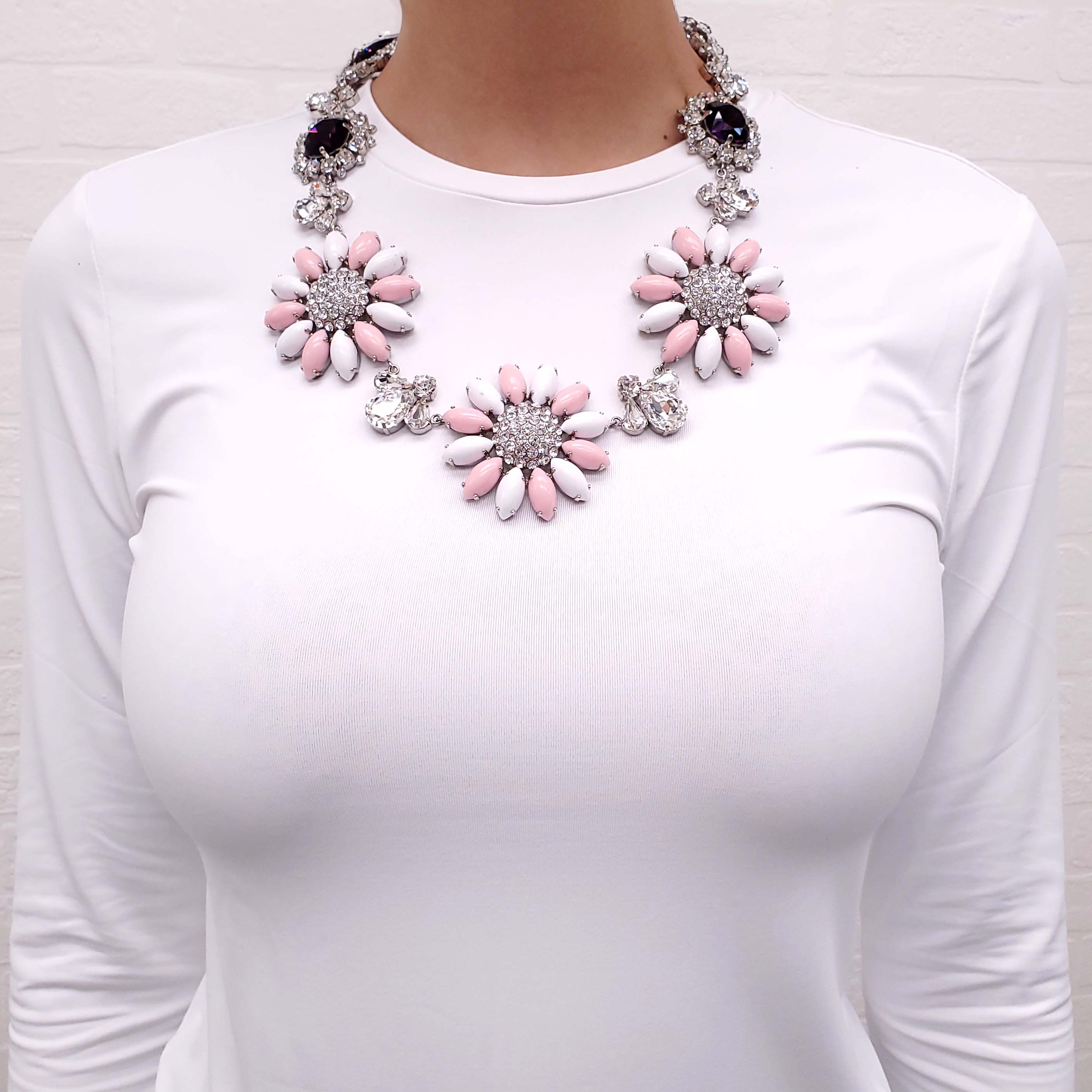 MIU MIU FLORAL CRYSTAL NECKLACE