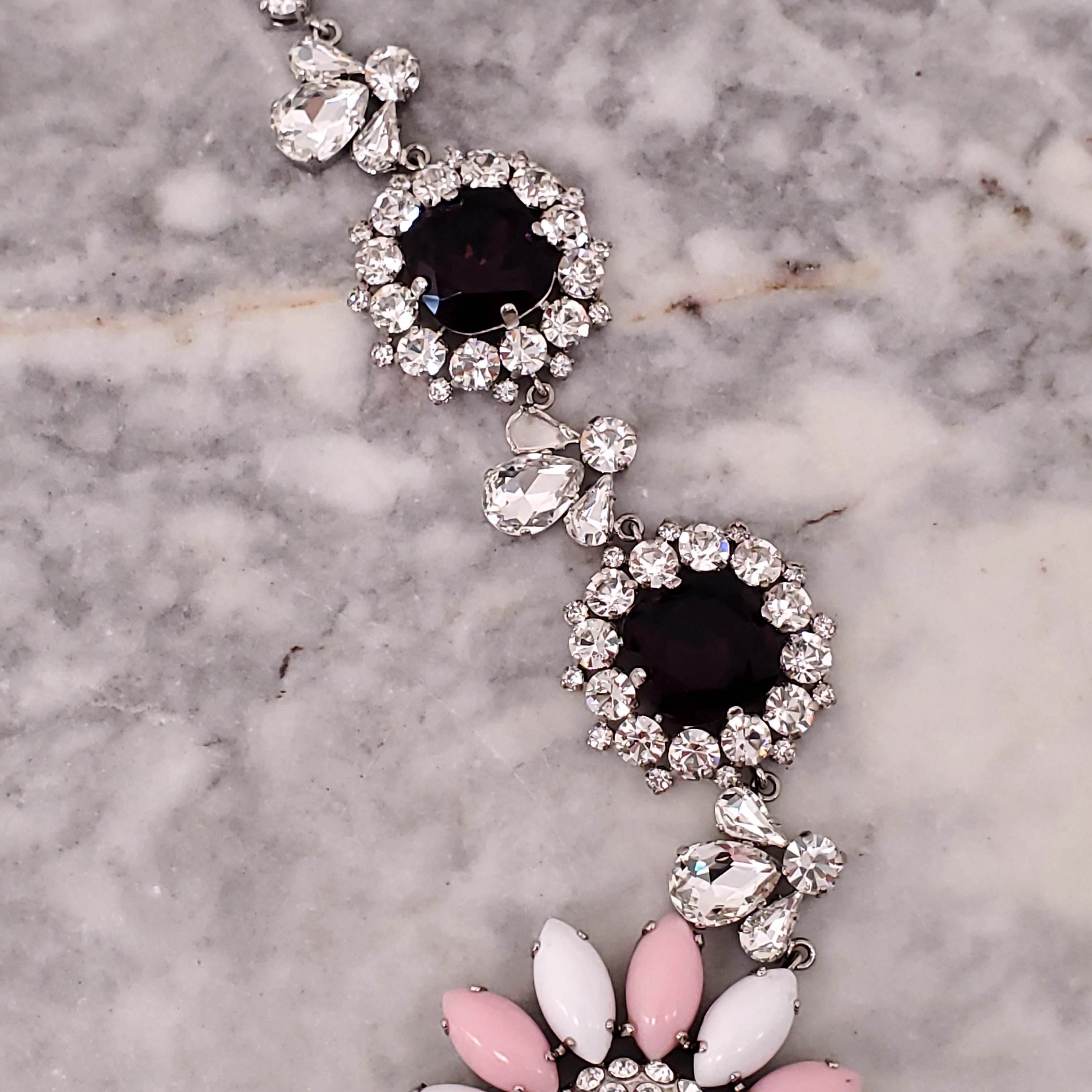 MIU MIU FLORAL CRYSTAL NECKLACE