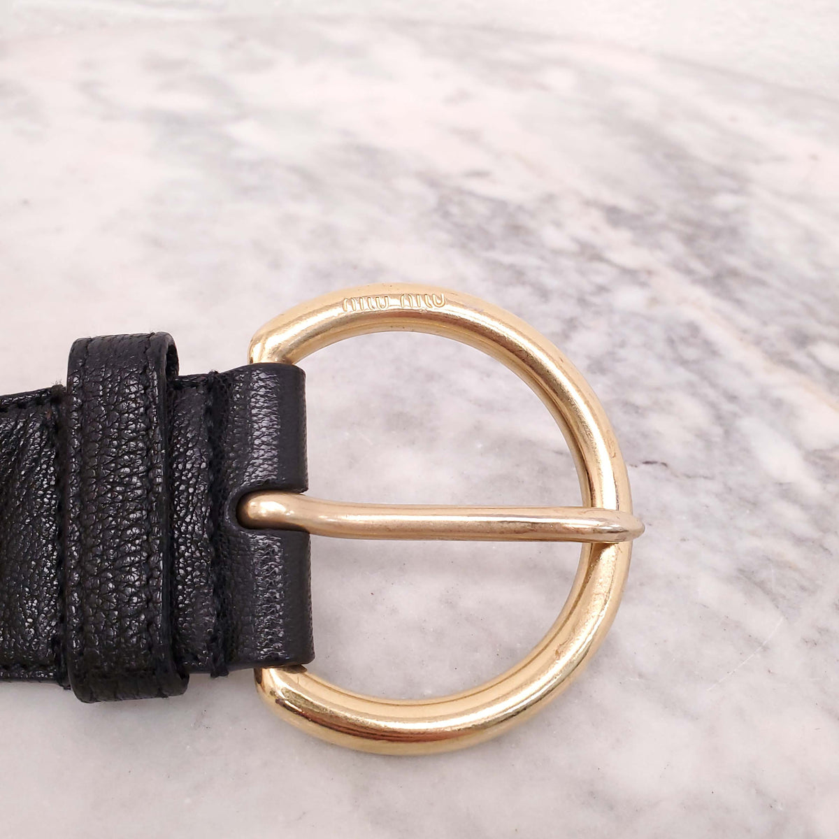 Miu Miu Black and Gold Women\'s Belt Leather belt Miu Miu Black size 85 cm in Leather - 49114553 main image 4