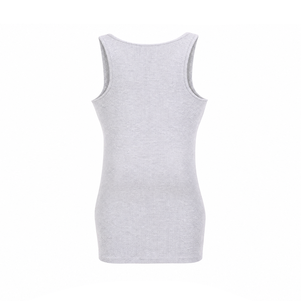 MIU MIU GREY LOGO SLEEVELESS KNIT TANK - SIZE 36