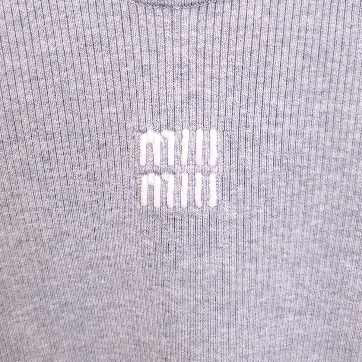 MIU MIU GREY LOGO SLEEVELESS KNIT TANK - SIZE 36