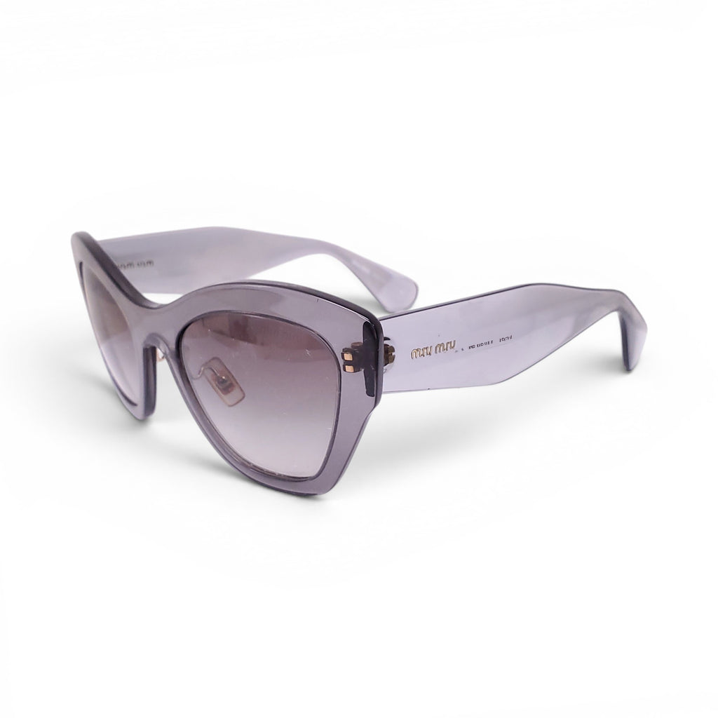MIU MIU GREY LUCITE LOGO SUNGLASSES
