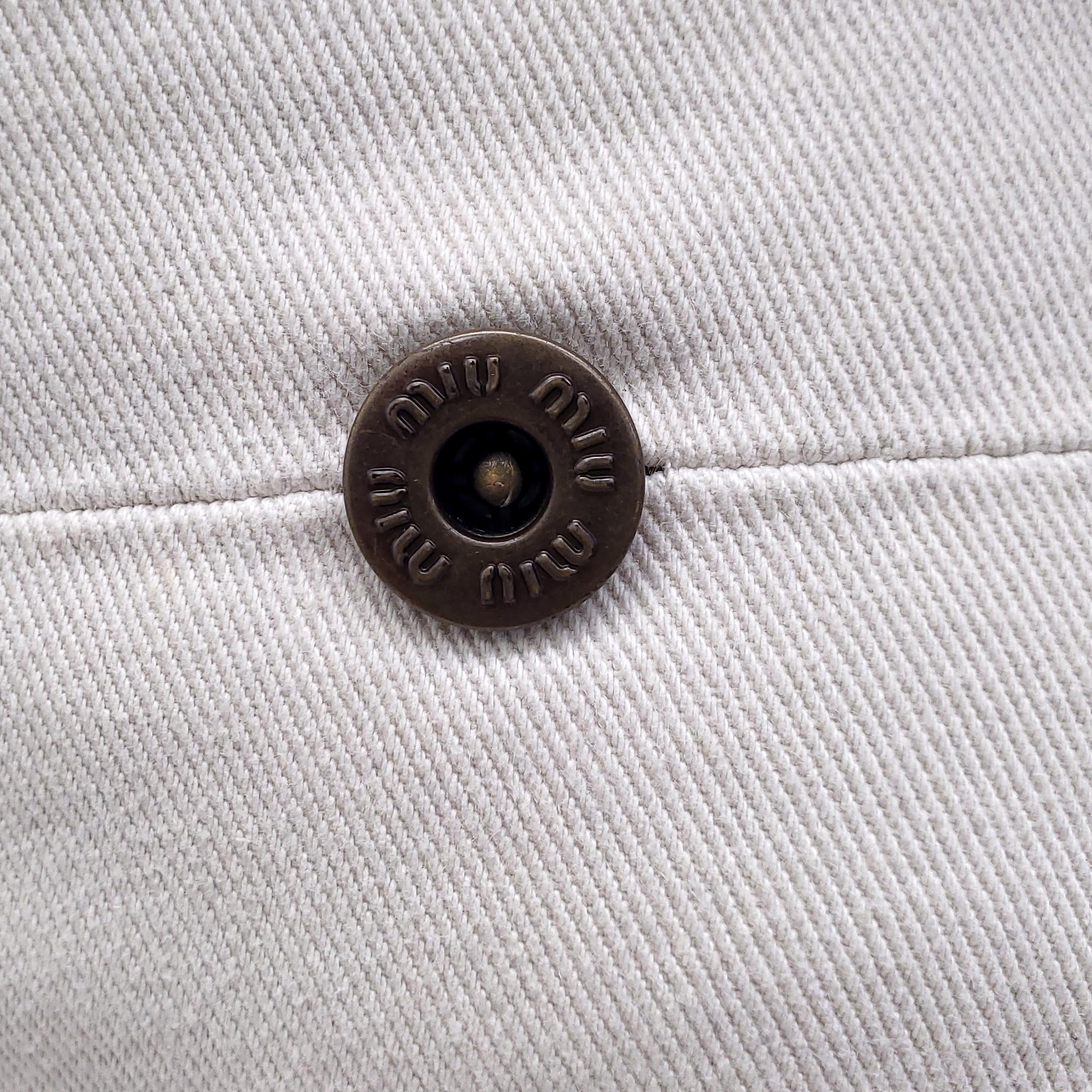 MIU MIU KHAKI JEANS WITH LOGO DETAIL - SIZE 34