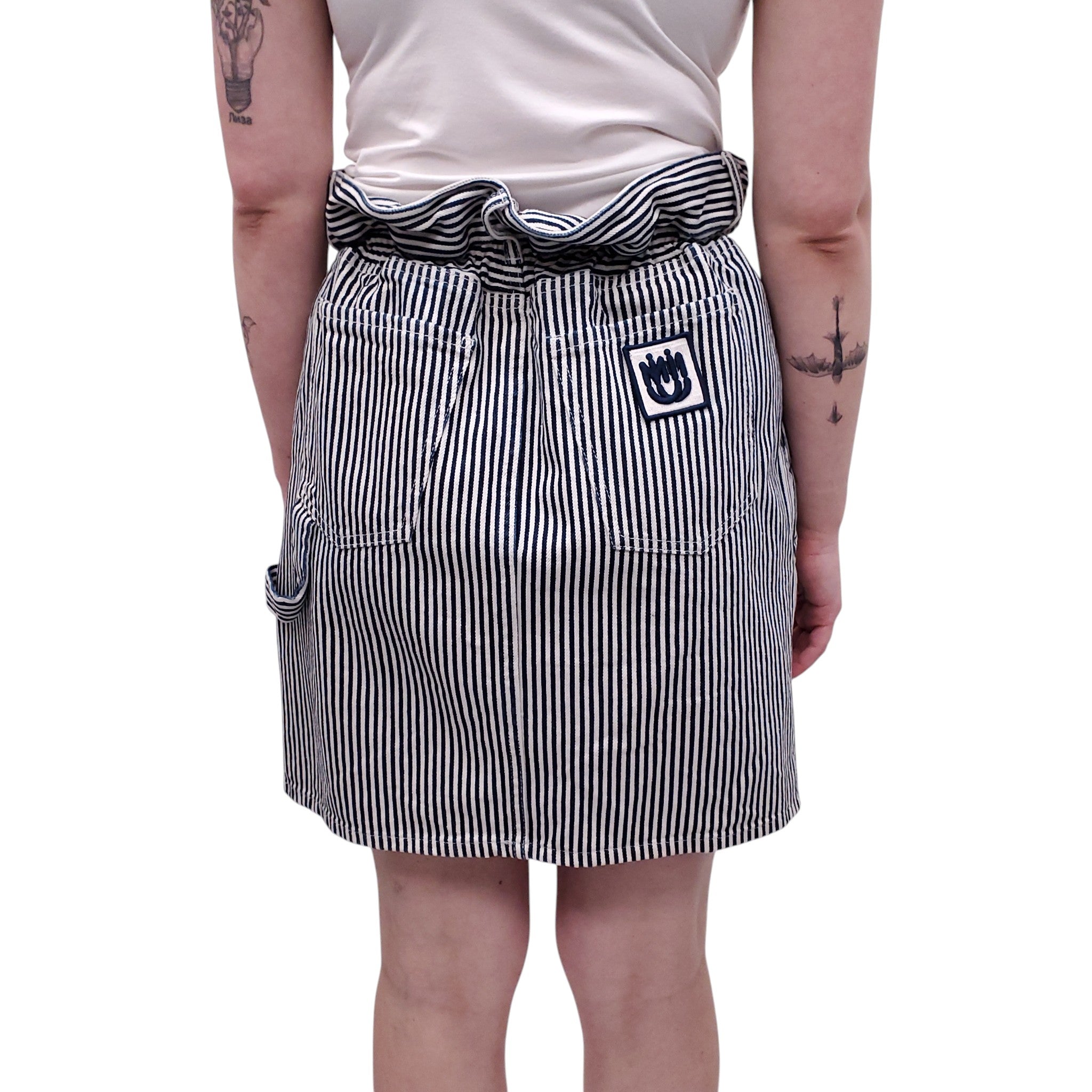 MIU MIU LOGO STRIPED DENIM SKIRT - SIZE 42