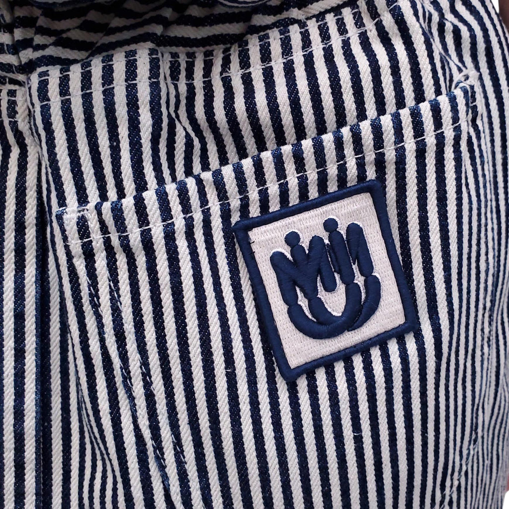 MIU MIU LOGO STRIPED DENIM SKIRT - SIZE 42
