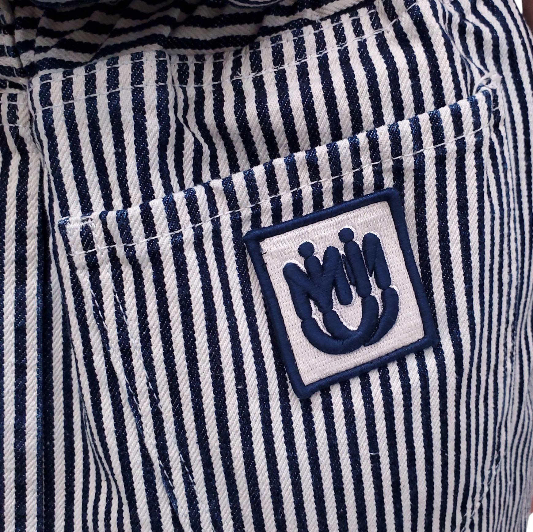 MIU MIU LOGO STRIPED DENIM SKIRT - SIZE 42