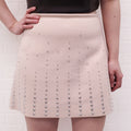 MIU MIU PINK A-LINE WOOL MINI SKIRT WITH CRYSTAL STUDS - SIZE 42