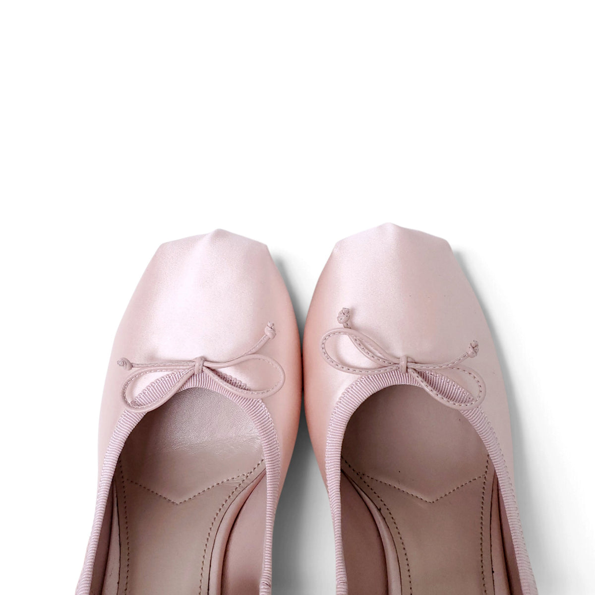 MIU MIU PINK SATIN BALLERINA LOGO HEELS - SIZE 41