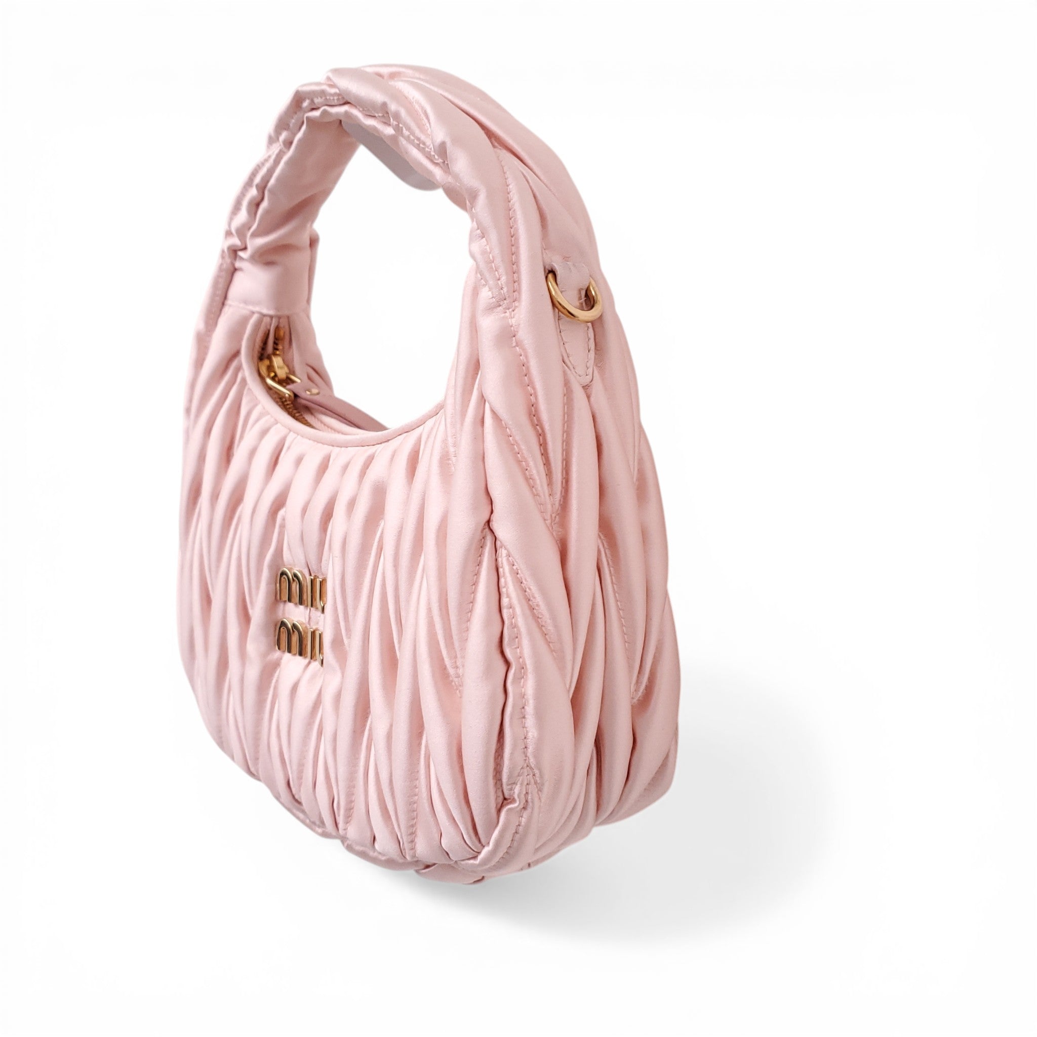 MIU MIU PINK SATIN MINI WANDER BAG