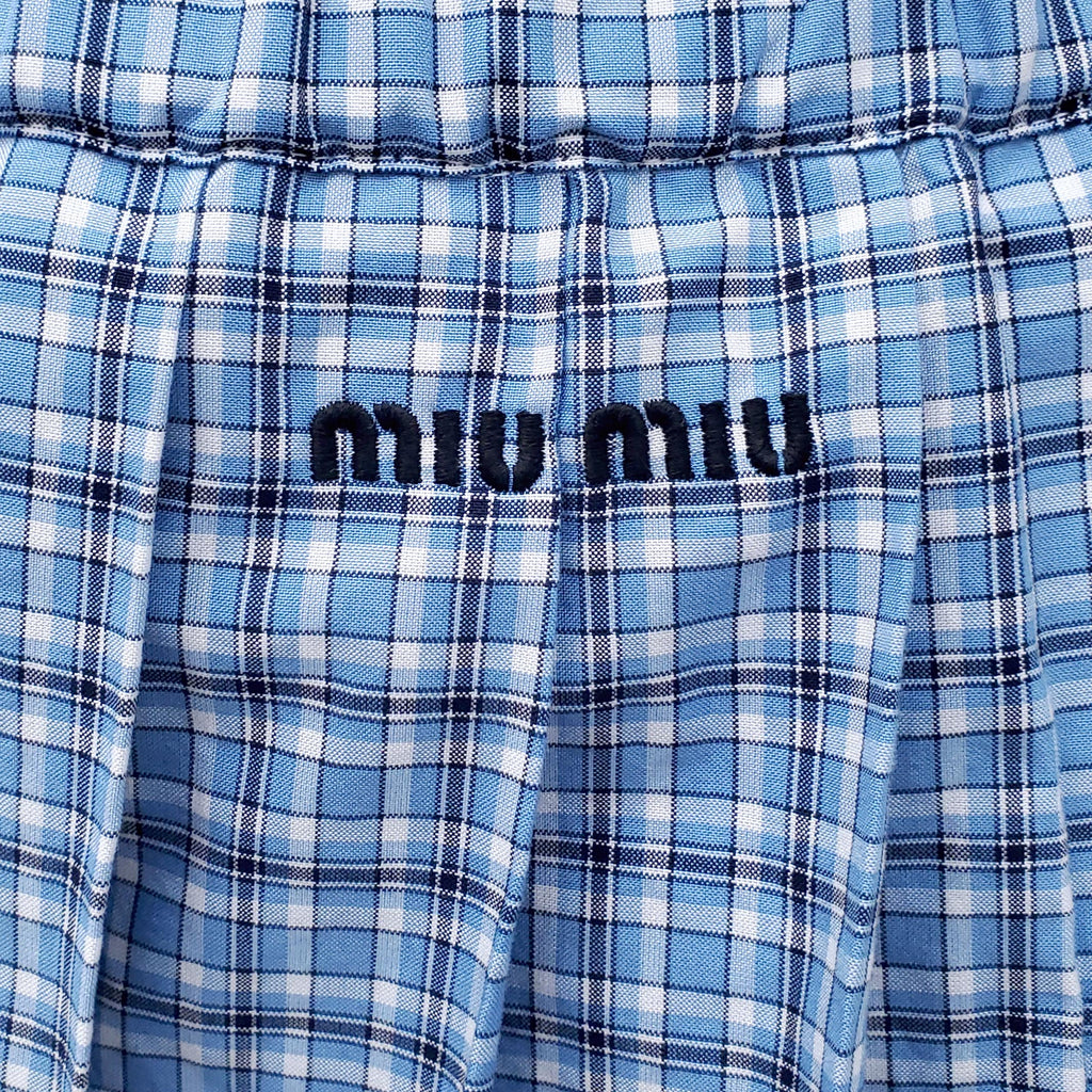 MIU MIU PLAID SKIRT WITH LOGO - SIZE 36