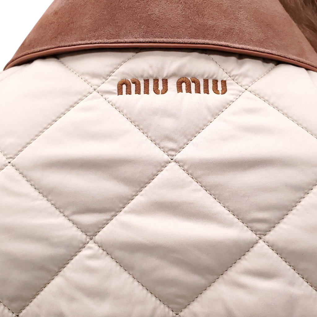 MIU MIU QUILTED BARN JACKET WITH LOGO - SIZE 36