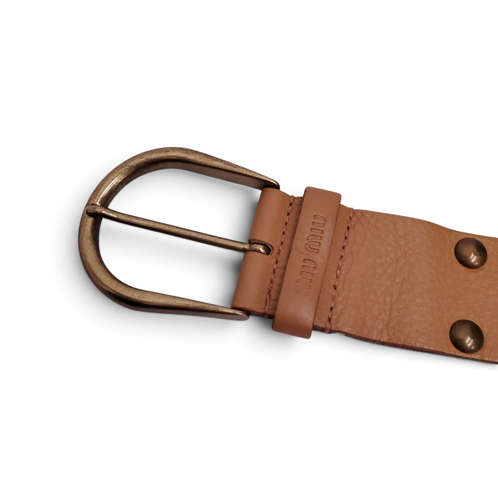 MIU MIU STUDDED LEATHER BELT - SIZE 85