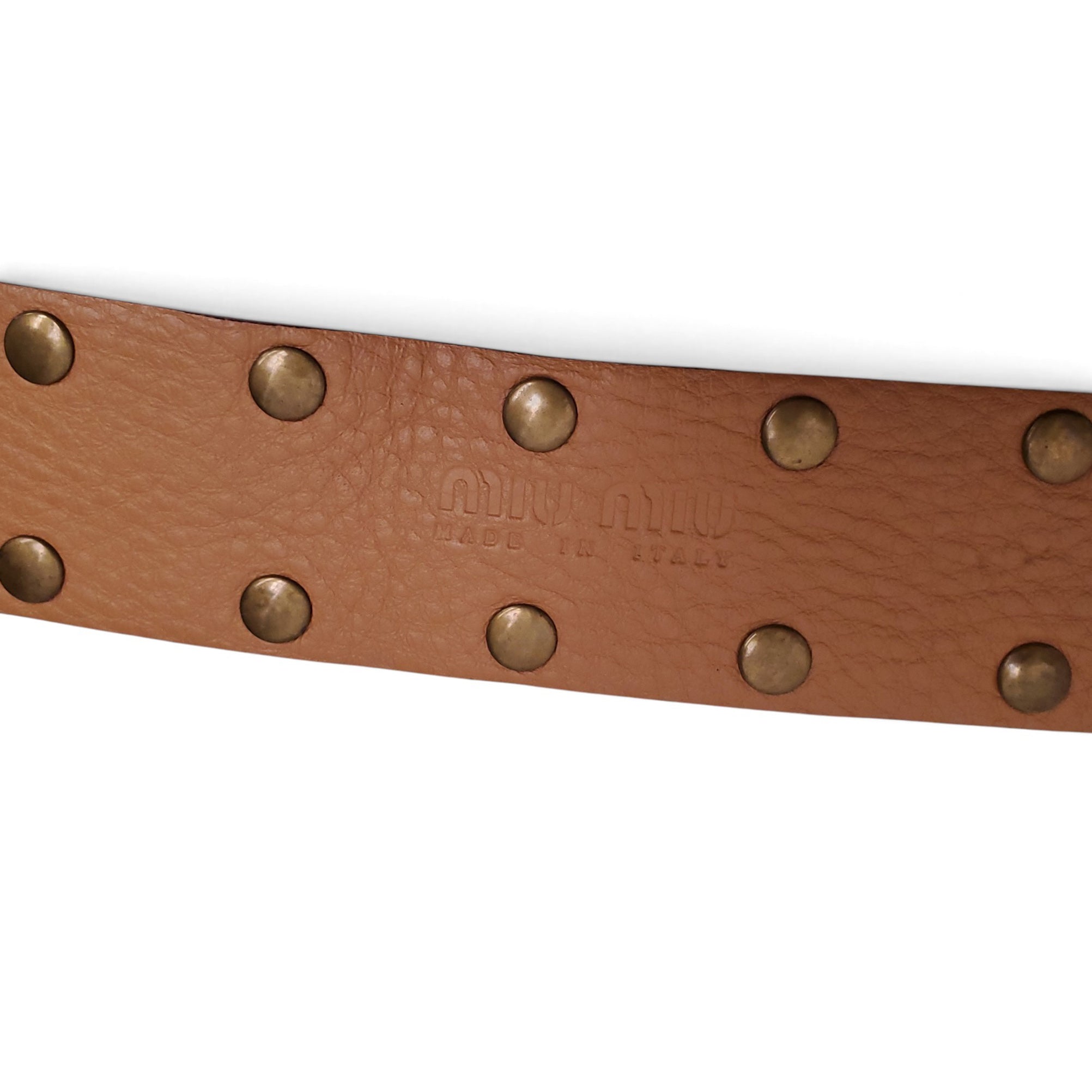 MIU MIU STUDDED LEATHER BELT - SIZE 85