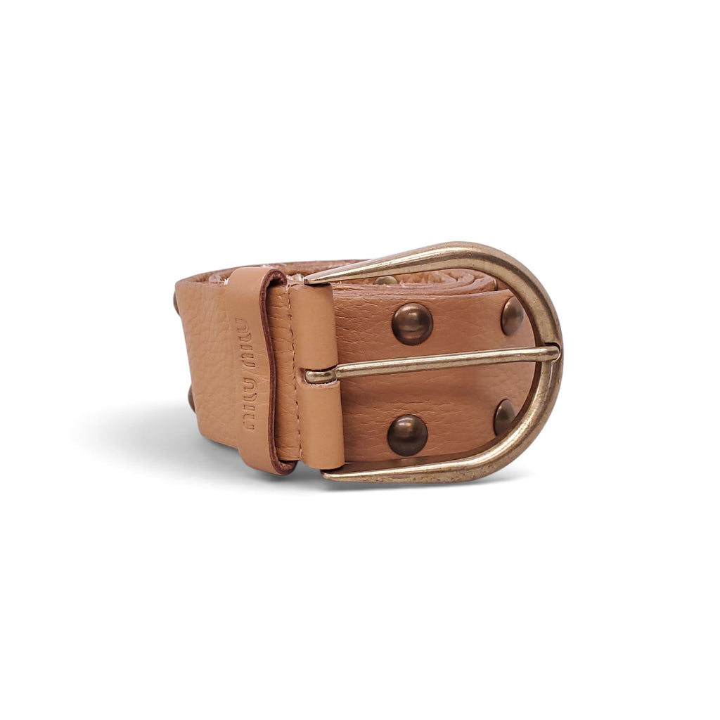 MIU MIU STUDDED LEATHER BELT - SIZE 85