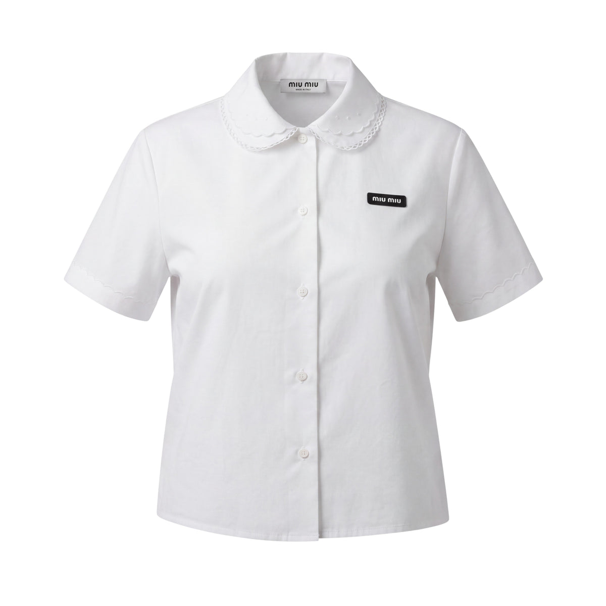 MIU MIU WHITE POPLIN WHITE SHIRT WITH LOGO - SIZE 38