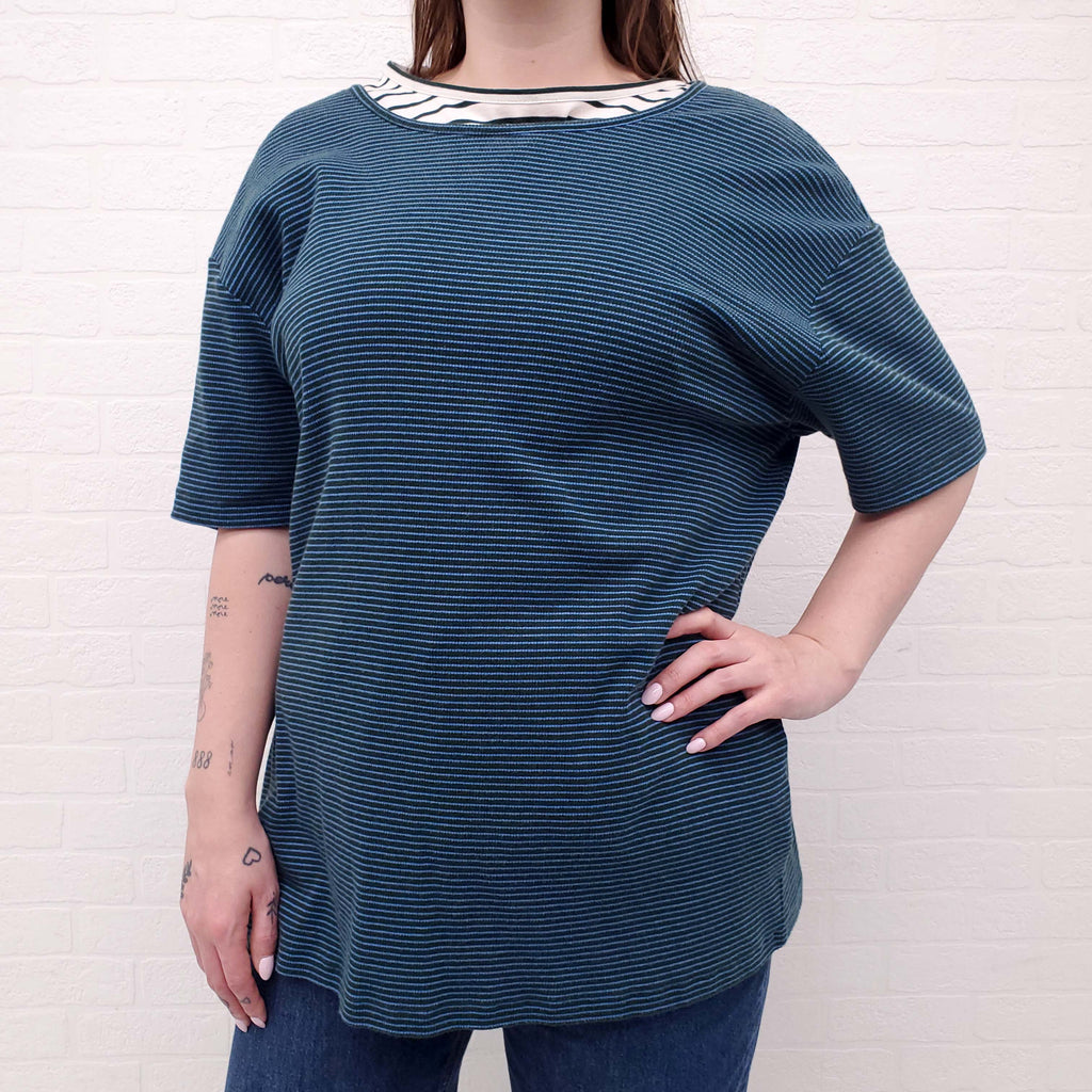 MM6 MAISON MARGIELA DOUBLE WRAP STRIPED T-SHIRT - SIZE M